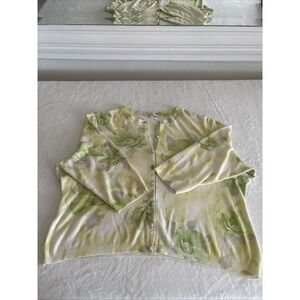 Victor Carlini Women's 3X Yellow Floral Cardigan Button Front Y2K